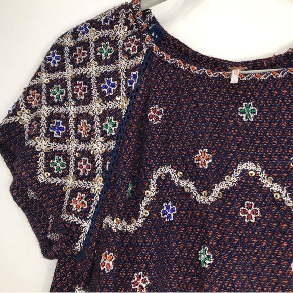 Free People IN THE CLOUDS Dark Knit Embroidered Sweater Tunic / Mini Dress - Picture 10 of 16